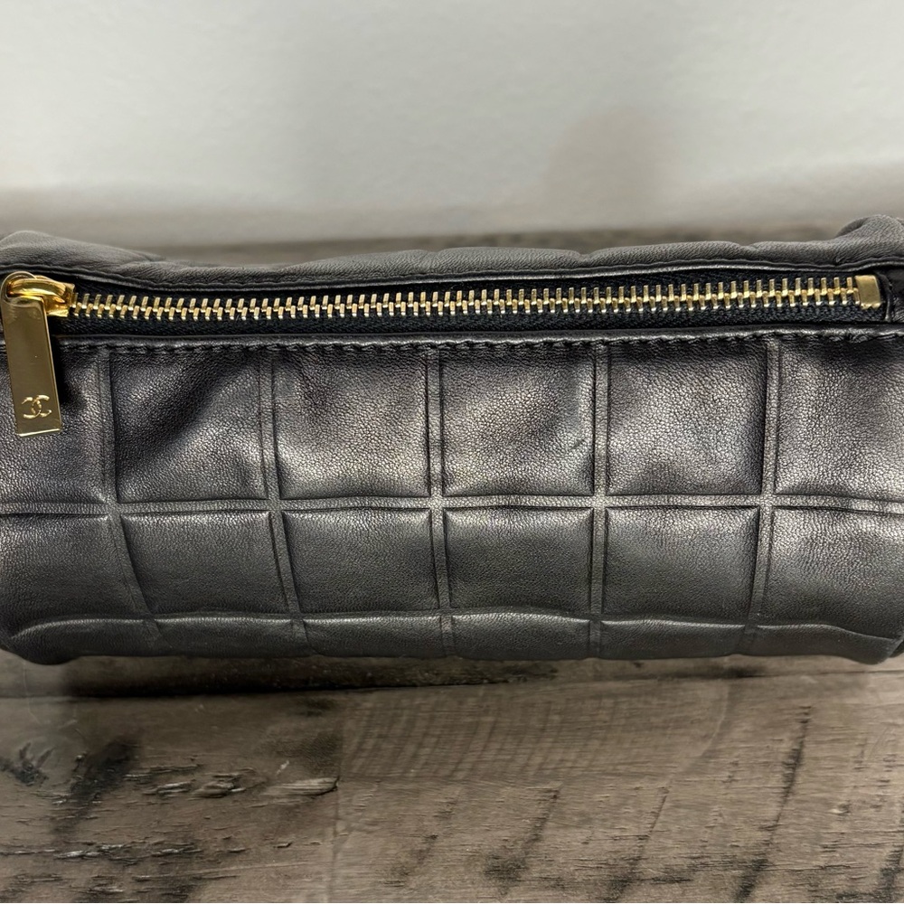 CHANEL Lambskin Chocolate Bar Cosmetic Pouch.